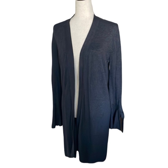 Loft Tie Cuff Open Cardigan Gray/Slate Blue S - Picture 1 of 7